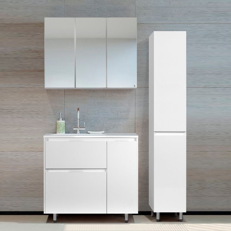 Тумба с раковиной Style Line Барселона 90 Люкс Plus L, с бельевой корзиной