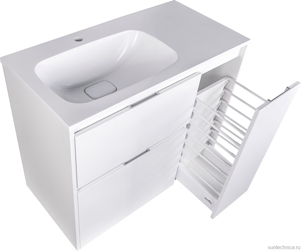 Тумба с раковиной Style Line Барселона 90 Люкс Plus L, с бельевой корзиной