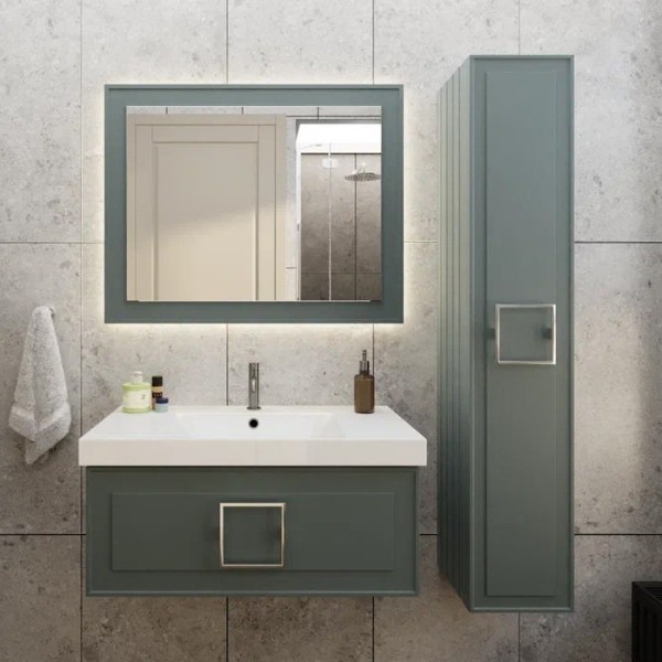 Мебель для ванной комнаты La Fenice Cubo 80 серая, ручка хром