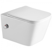 Унитаз подвесной SantiLine SL-5007T-SM/BD со смесителем и биде, белый