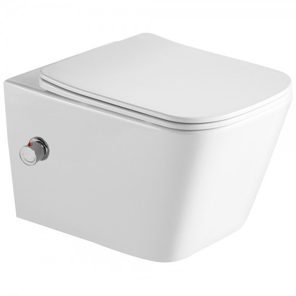 Унитаз подвесной SantiLine SL-5007T-SM/BD со смесителем и биде, белый