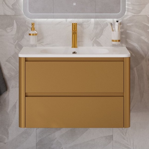 Тумба с раковиной Cezares Relax 80 брашированное золото, раковина Cezares CZR-800/480-LV-MR-NV