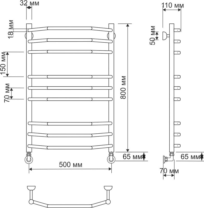 Полотенцесушитель водяной Secado Агата 2 85x55 см, бронза, лесенка, латунь