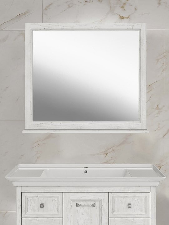 Зеркало ASB-Woodline Толедо 105 белое, патина серебро