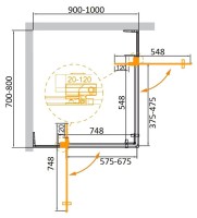 Душевой уголок Cezares Slider AH 2 70/80-90/100 C GM профиль оружейная сталь, стекло прозрачное
