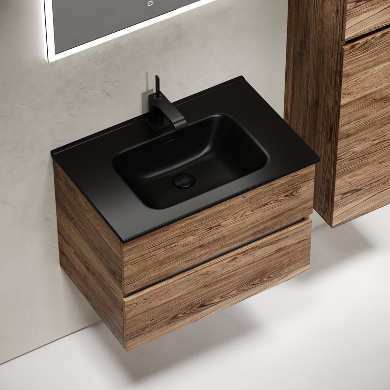 Мебель для ванной комнаты Sancos Urban 70 дуб чарльстон, черная раковина CN7007MB