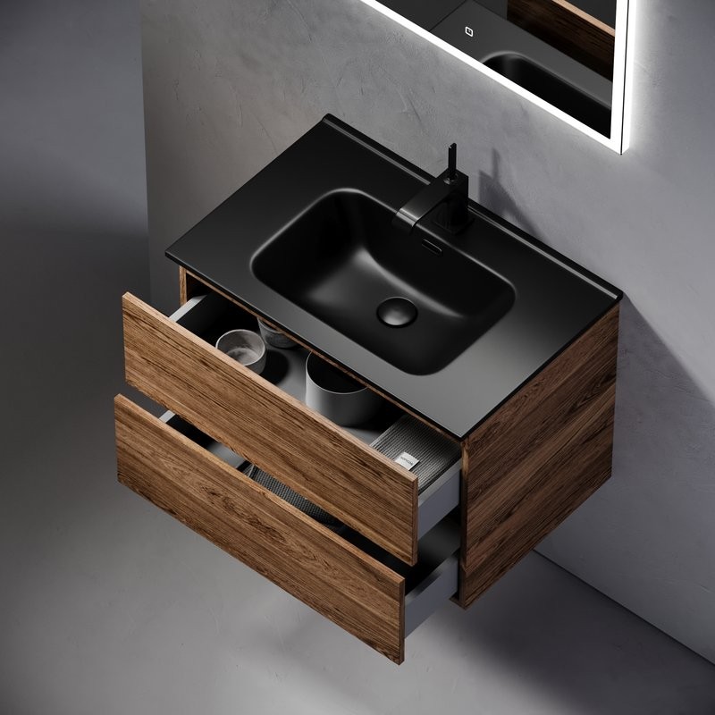 Мебель для ванной комнаты Sancos Urban 70 дуб чарльстон, черная раковина CN7007MB