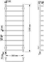 Полотенцесушитель электрический Secado Мерида 1 125x55 см, подключение справа, бронза, лесенка, латунь
