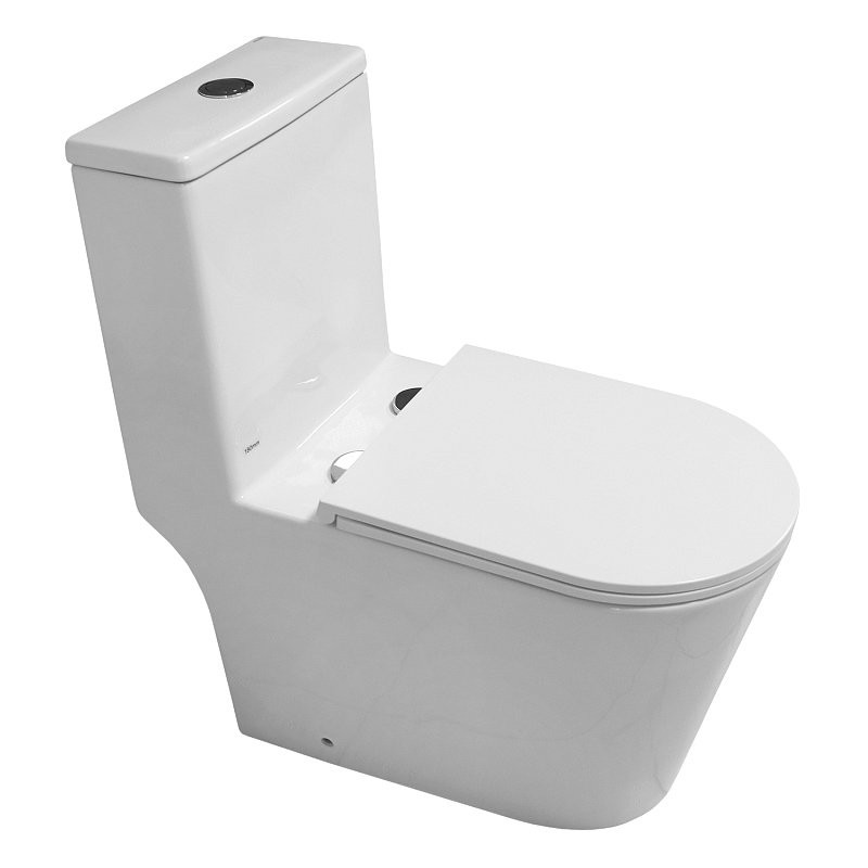 Унитаз-моноблок напольный AZARIO Eagle AZ-80673 безободковый, с микролифтом, глянцевый белый