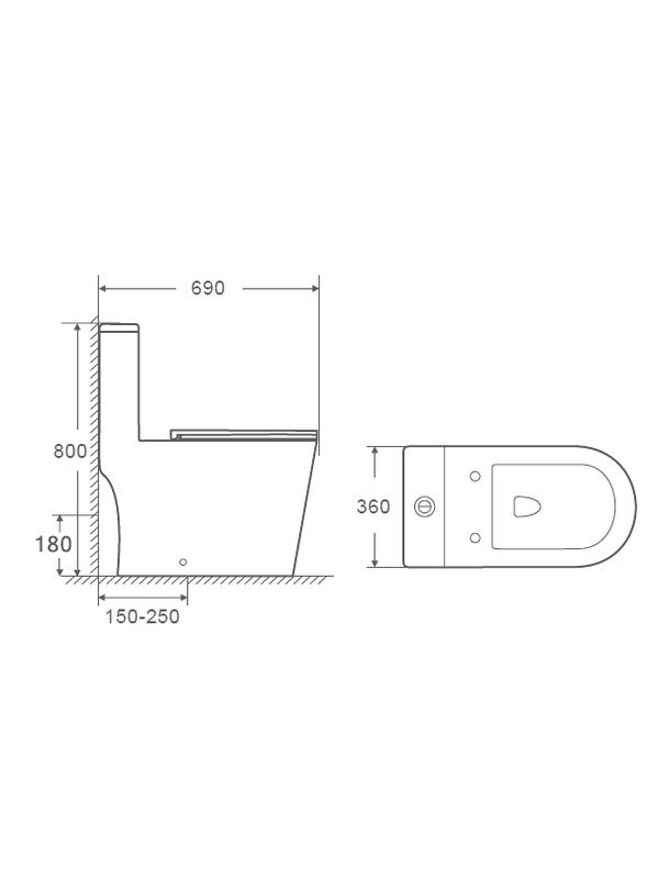 Унитаз-моноблок напольный AZARIO Eagle AZ-80673 безободковый, с микролифтом, глянцевый белый