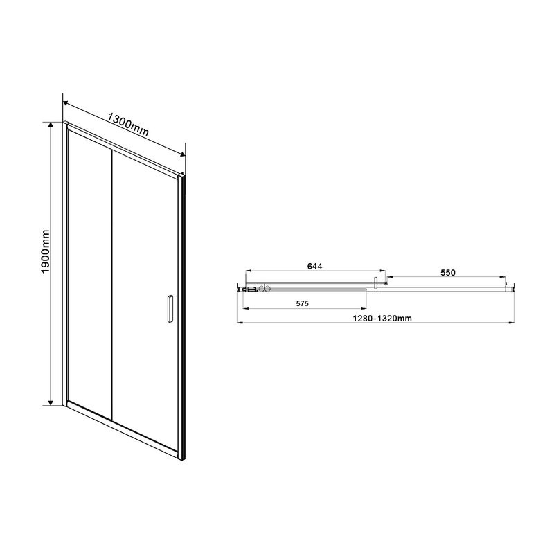 Душевая дверь в нишу Vincea Garda VDS-1G130CLG 130 см, профиль брашированное золото, стекло прозрачное