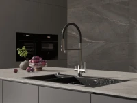 Смеситель для кухни Cersanit Zen 68249 с гибким изливом, черный, хром