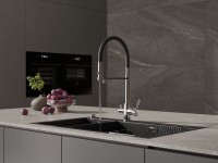 Смеситель для кухни Cersanit Zen 68249 с гибким изливом, черный, хром