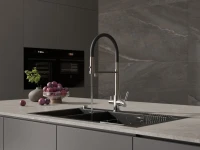 Смеситель для кухни Cersanit Zen 68249 с гибким изливом, черный, хром