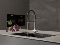 Смеситель для кухни Cersanit Zen 68249 с гибким изливом, черный, хром