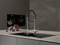 Смеситель для кухни Cersanit Zen 68249 с гибким изливом, черный, хром
