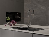 Смеситель для кухни Cersanit Zen 68249 с гибким изливом, черный, хром