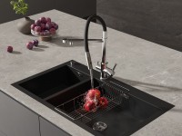 Смеситель для кухни Cersanit Zen 68249 с гибким изливом, черный, хром