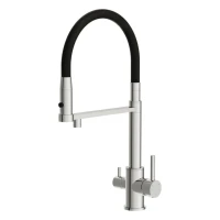 Смеситель для кухни Cersanit Zen 68249 с гибким изливом, черный, хром