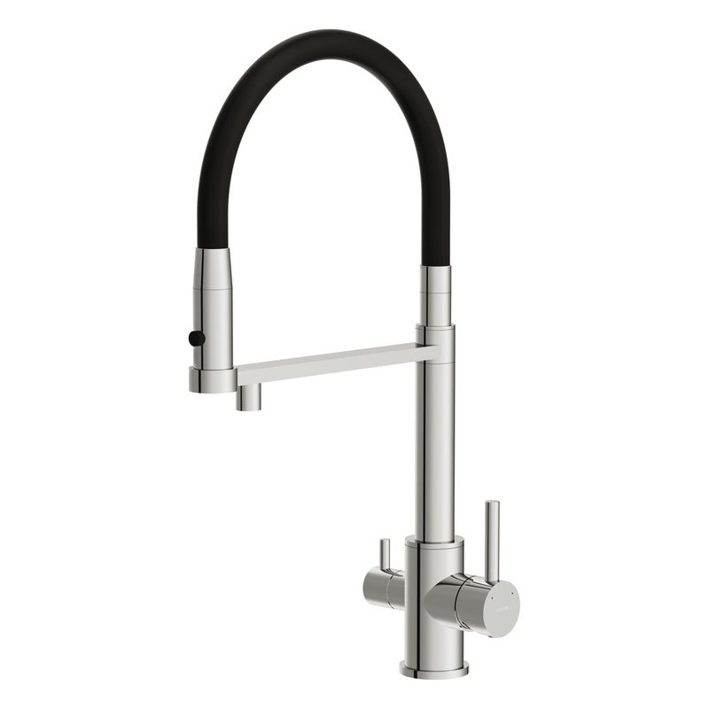 Смеситель для кухни Cersanit Zen 68249 с гибким изливом, черный, хром