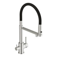 Смеситель для кухни Cersanit Zen 68249 с гибким изливом, черный, хром