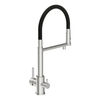 Смеситель для кухни Cersanit Zen 68249 с гибким изливом, черный, хром