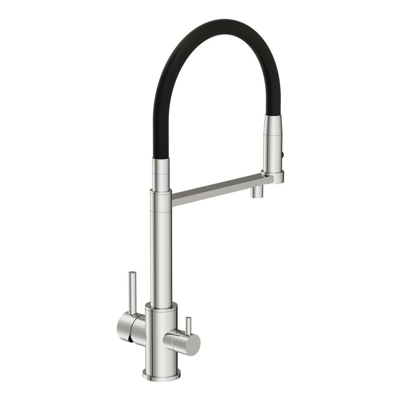 Смеситель для кухни Cersanit Zen 68249 с гибким изливом, черный, хром