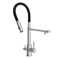 Смеситель для кухни Cersanit Zen 68249 с гибким изливом, черный, хром