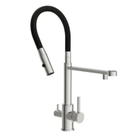 Смеситель для кухни Cersanit Zen 68249 с гибким изливом, черный, хром