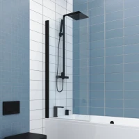 Шторка на ванну Kubele DE020 DE020P601-CLN-BLM- 55х150 150х55, профиль черный матовый