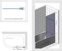 Шторка на ванну Kubele DE020 DE020P601-CLN-BLM- 55х150 150х55, профиль черный матовый