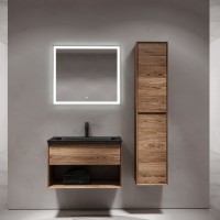 Мебель для ванной комнаты Sancos Marmi 1.0 100 черная раковина, дуб чарльстон