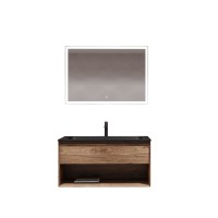 Мебель для ванной комнаты Sancos Marmi 1.0 100 черная раковина, дуб чарльстон