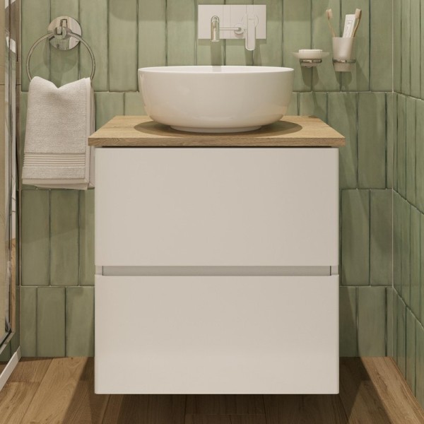 Тумба под раковину со столешницей STWORKI Колдинг 60 белая, матовый орех