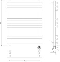 Полотенцесушитель электрический Secado Понтида Плюс, R 80x60 см, подключение справа, хром, лесенка