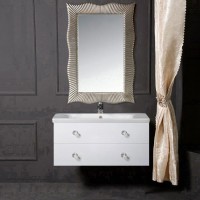 Тумба с раковиной Armadi Art NeoArt 100 white с ручками Crystal хром