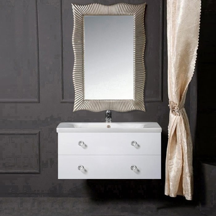 Тумба с раковиной Armadi Art NeoArt 100 white с ручками Crystal хром