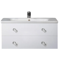 Тумба с раковиной Armadi Art NeoArt 100 white с ручками Crystal хром