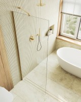 Душевая перегородка Maybahglass MGD-683-3ш 119 см, профиль золото, стекло прозрачное