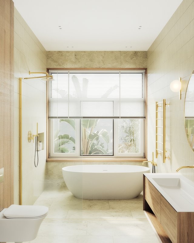 Душевая перегородка Maybahglass MGD-683-3ш 119 см, профиль золото, стекло прозрачное