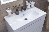 Тумба с раковиной Aquanet Практика 80 2 ящика, белая матовая