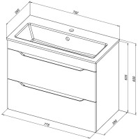 Тумба с раковиной Aquanet Практика 80 2 ящика, белая матовая