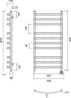 Полотенцесушитель электрический Domoterm Калипсо П10 50x80, правый, бронза