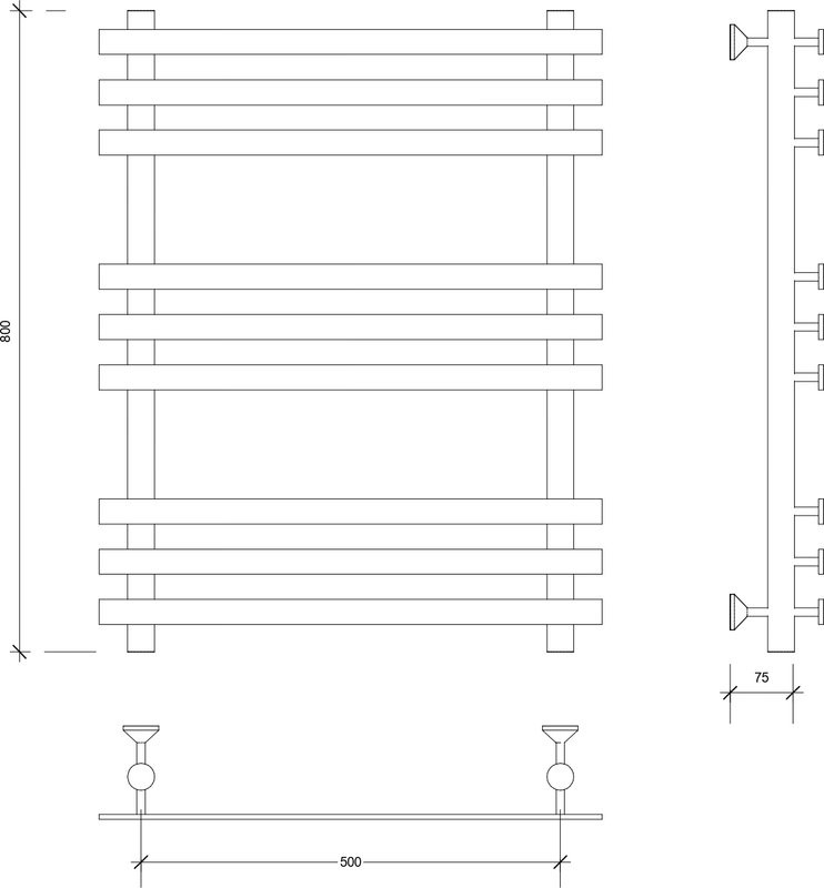 Полотенцесушитель водяной Secado Понтида Плюс 80x60 см, матовый черный, лесенка