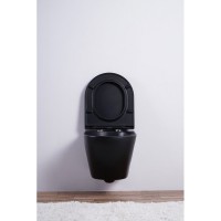 Комплект 3 в 1 Унитаз подвесной Esbano Azalea ESUPAZALBM + Инсталляция Fram + Кнопка ESINMTP21ST цвет сатин