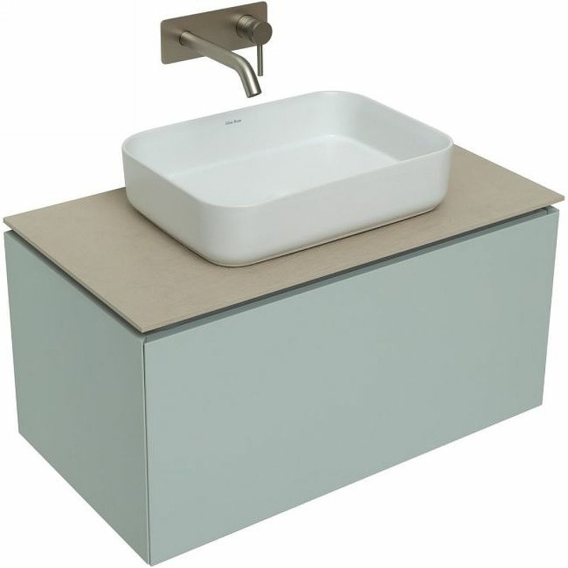 Тумба с раковиной Allen Brau Infinity 85 1+1, подвесная, папирус матовый, столешница бежевая