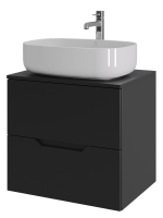 Тумба с раковиной Orange Line 60 подвесная, 2 ящика, матовая черная с раковиной B07-540W