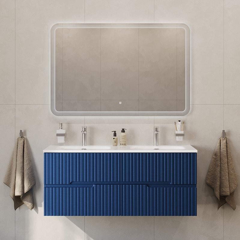 Мебель для ванной комнаты Cezares Duet 120 sapfiro, раковина Cezares CZR-8073-120-2 двойная