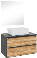 Мебель для ванной комнаты Runo Мальта 85 дуб, черная, раковина Lavello 50