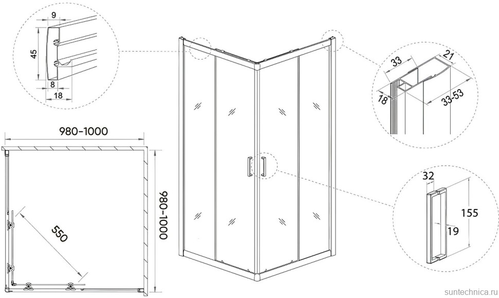 Душевой уголок Veconi Rovigo RV-13 100x100